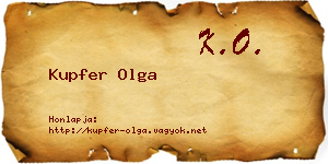 Kupfer Olga névjegykártya